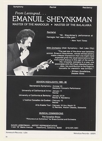 Emanuil Sheynkman  Mandoline Instrument des Jahres Mandolinenspieler des Tages