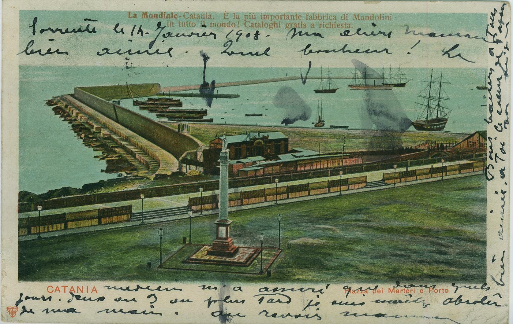 Postkarte Catania Mandoline Hafen