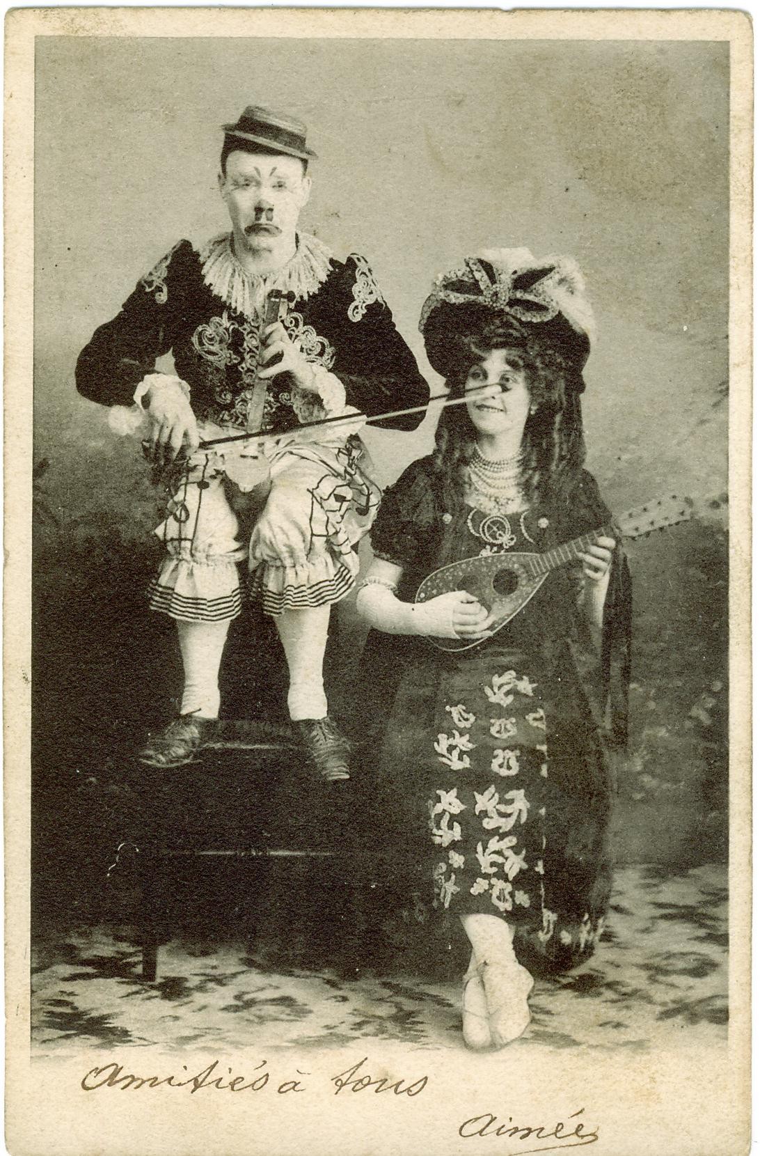 Postkarte Clowns Violine Mandoline