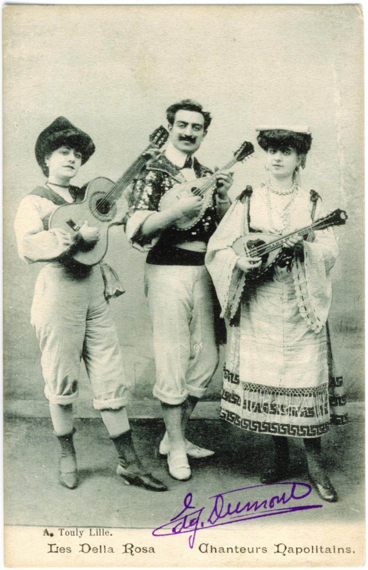 Postkarte Trio Mandoline Gitarre Della Rosa