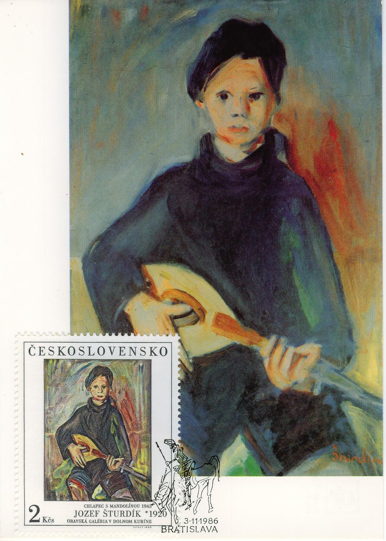 Briefmarke Mandoline Gemälde 