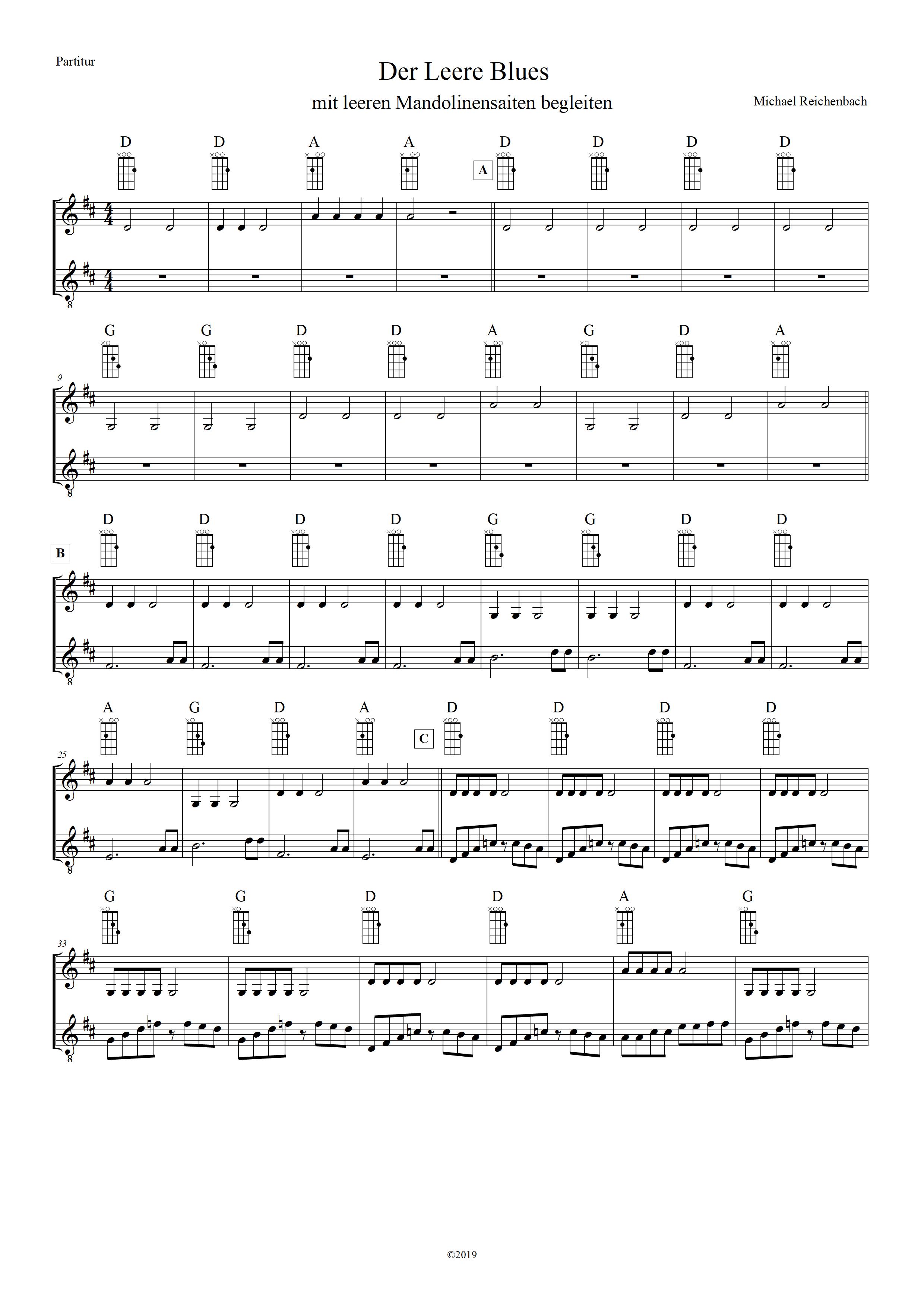 Mandoline lernen - Der leere Blues - Seite 1