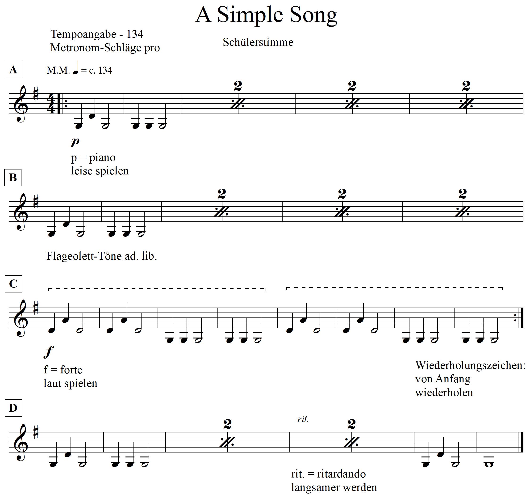 Mandoline lernen - A Simple Song Schülerstimme mit Hinweisen