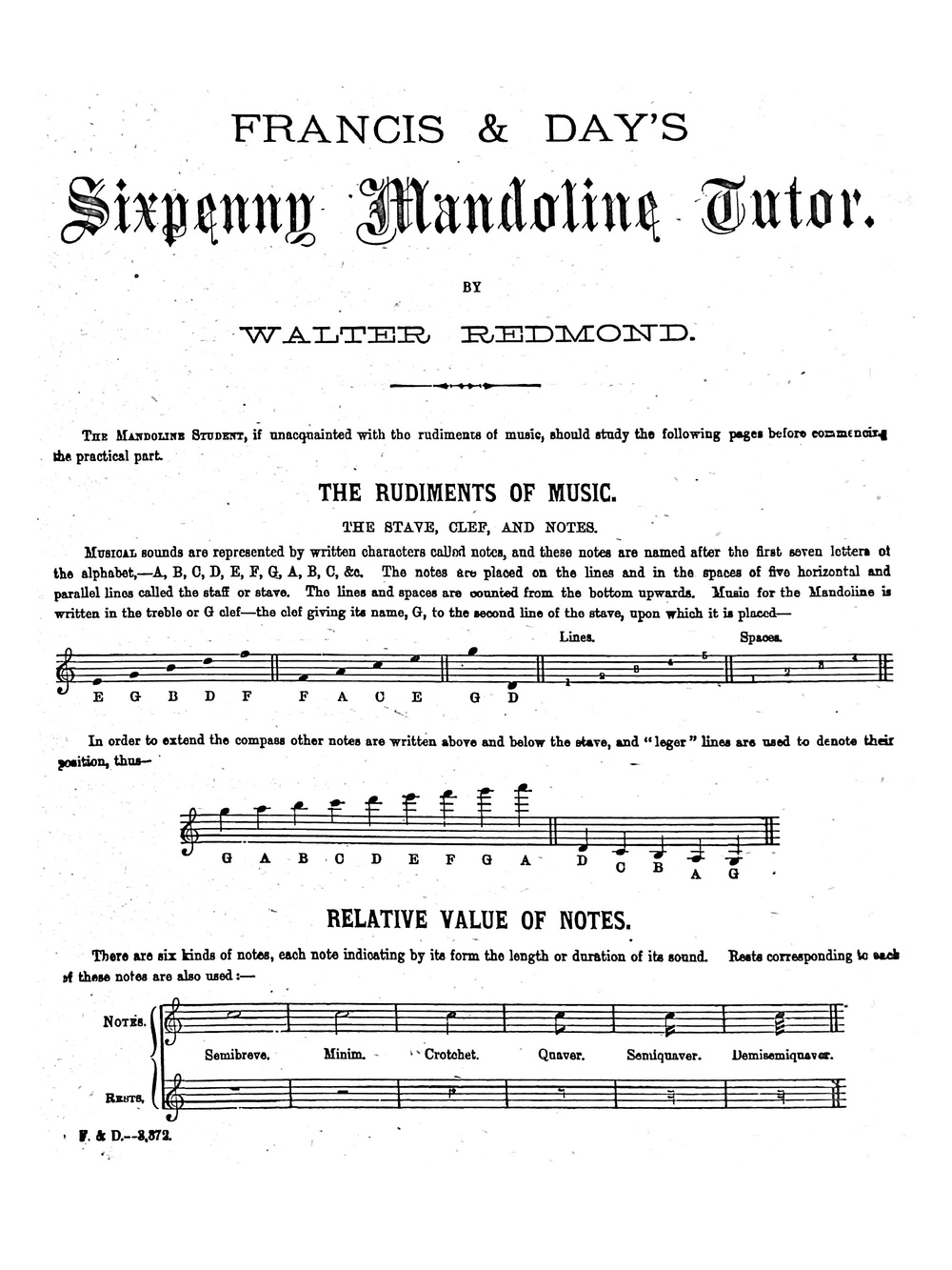 Francis & Day's Mandoline Tutor Walter Redmond