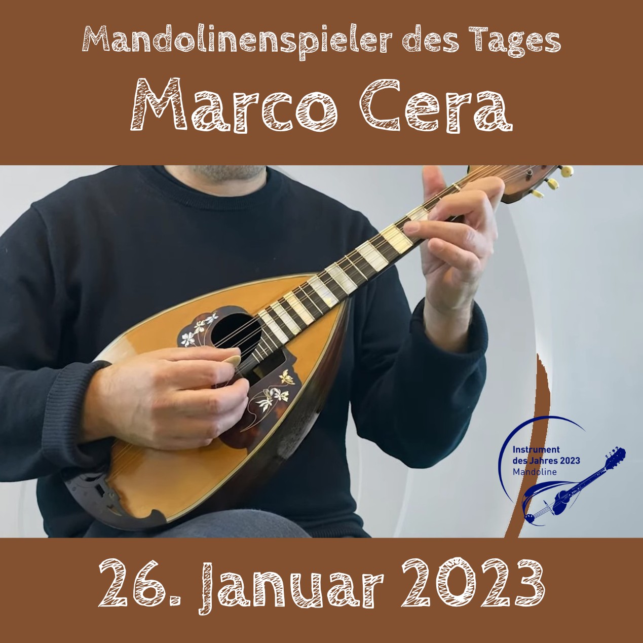 Marco Cera Mandoline Instrument des Jahres 2023 Mandolinenspieler des Tages