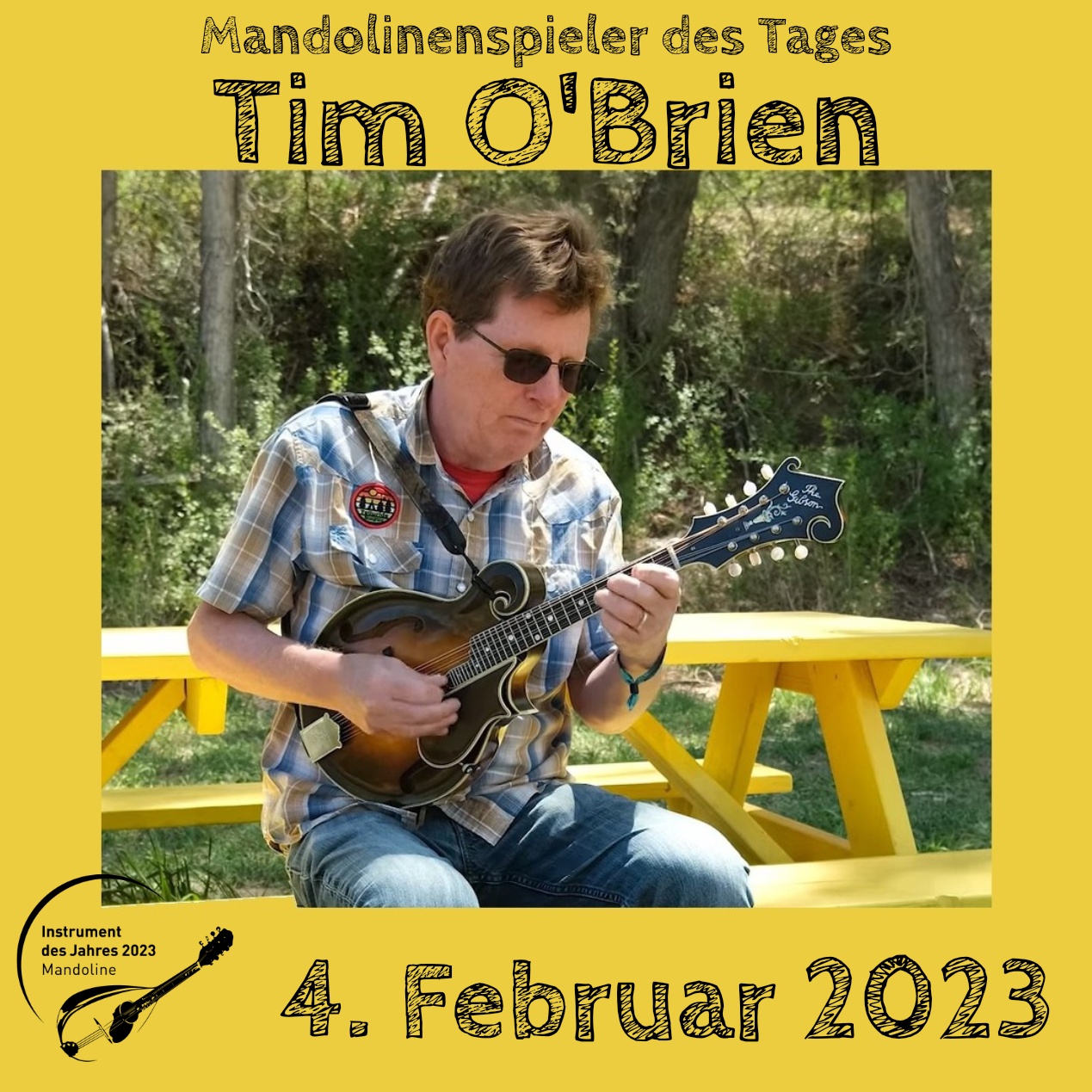 Tim O'Brien Mandoline Instrument des Jahres 2023 Mandolinenspieler des Tages