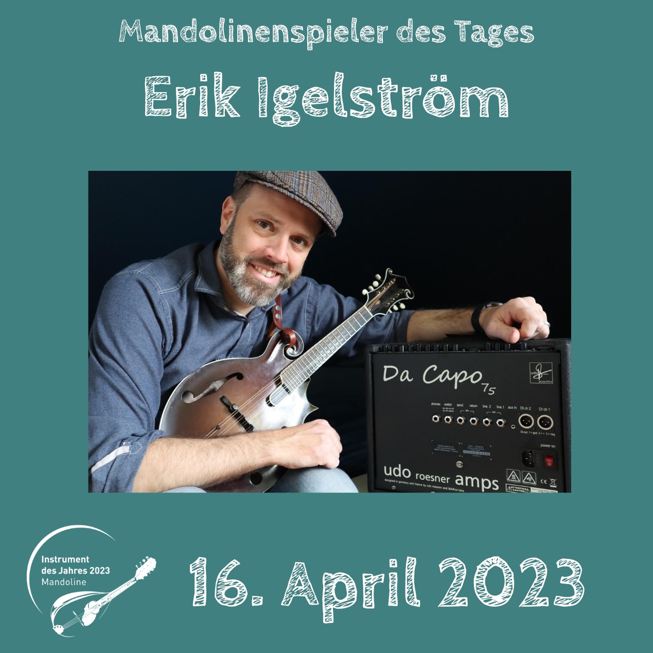Erik Igelström Instrument des Jahres 2023 Mandolinenspieler Mandolinenspielerin des Tages