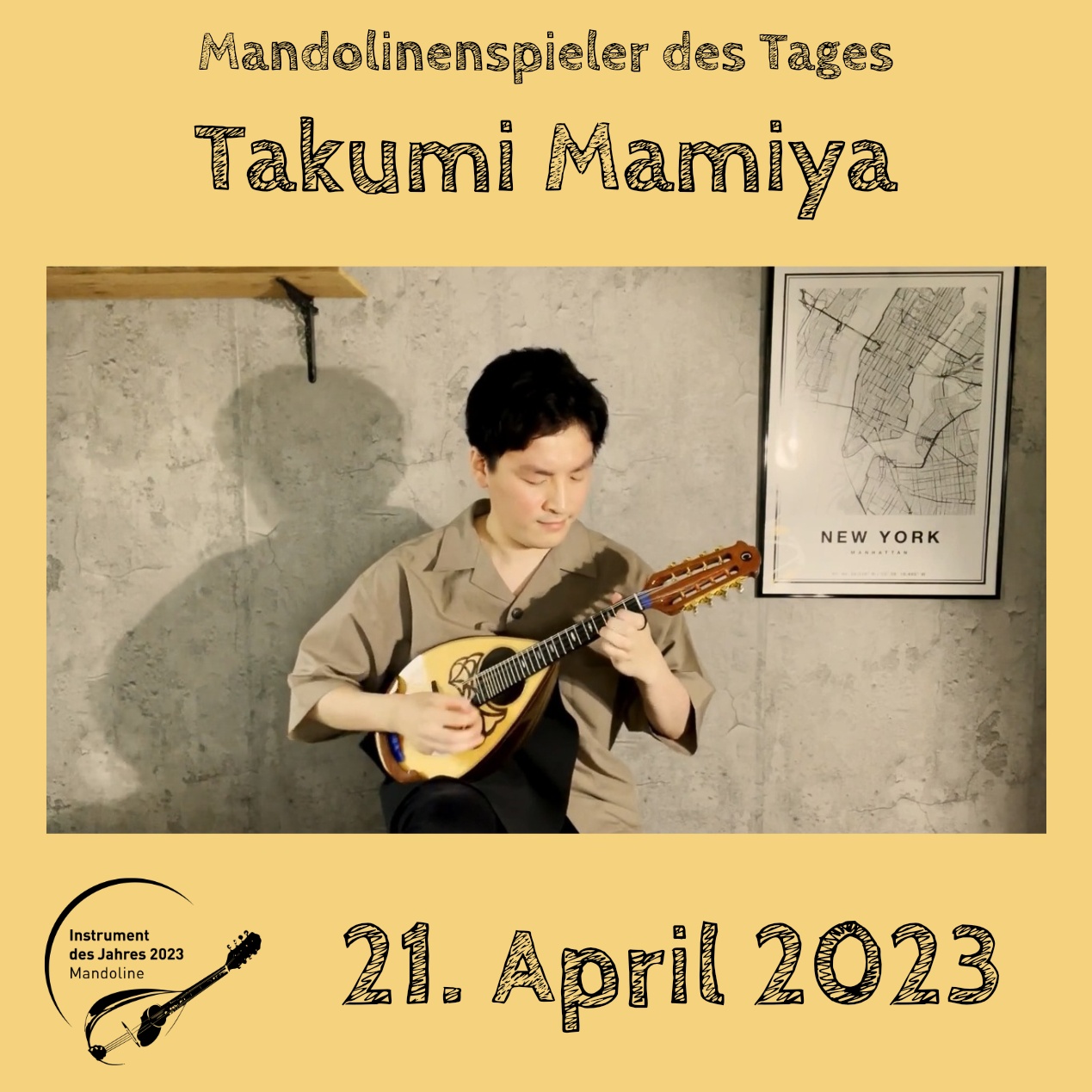 Takumi Mamiya Instrument des Jahres 2023 Mandolinenspieler Mandolinenspielerin des Tages