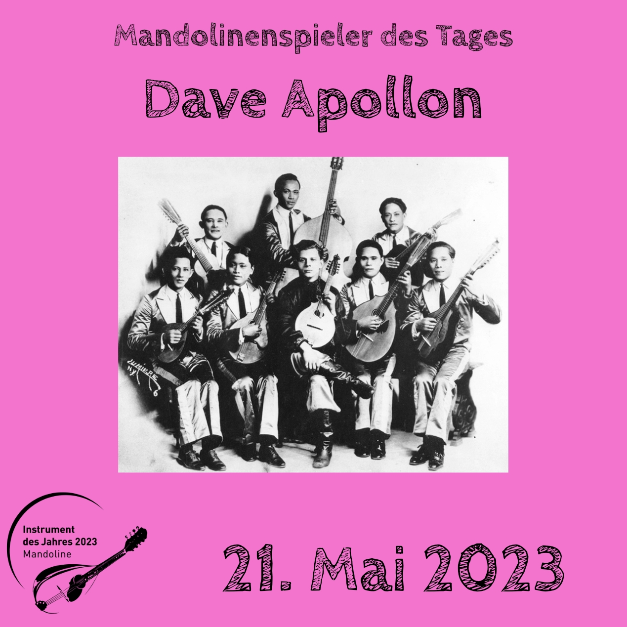 Dave Apollon Mandoline Instrument des Jahres 2023 Mandolinenspieler Mandolinenspielerin des Tages