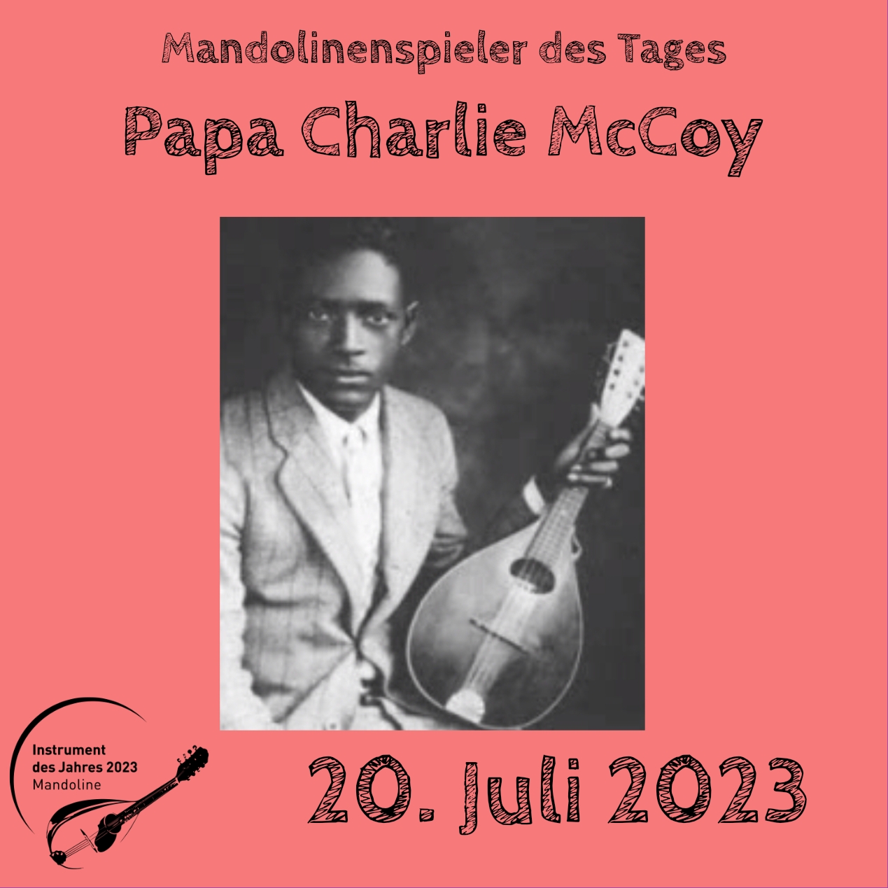 20. Juli - Charlie McCoy  Mandoline Instrument des Jahres 2023 Mandolinenspieler Mandolinenspielerin des Tages