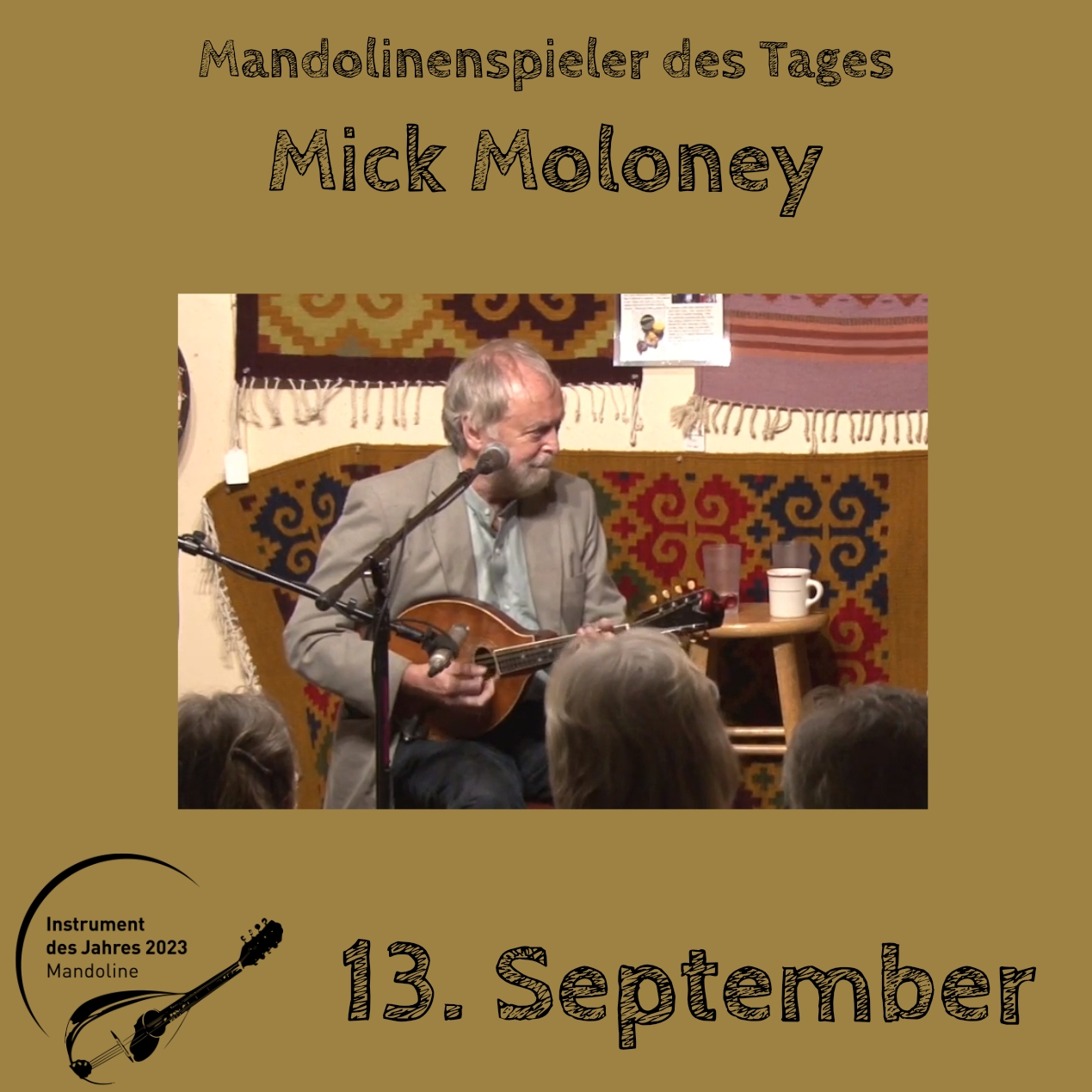 13. September - Mick Moloney Mandoline Instrument des Jahres 2023 Mandolinenspieler Mandolinenspielerin des Tages