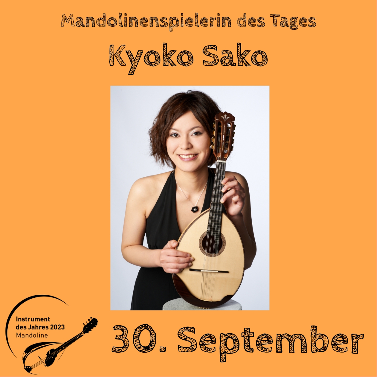 30. September - Kyoko Sako Mandoline Instrument des Jahres 2023 Mandolinenspieler Mandolinenspielerin des Tages