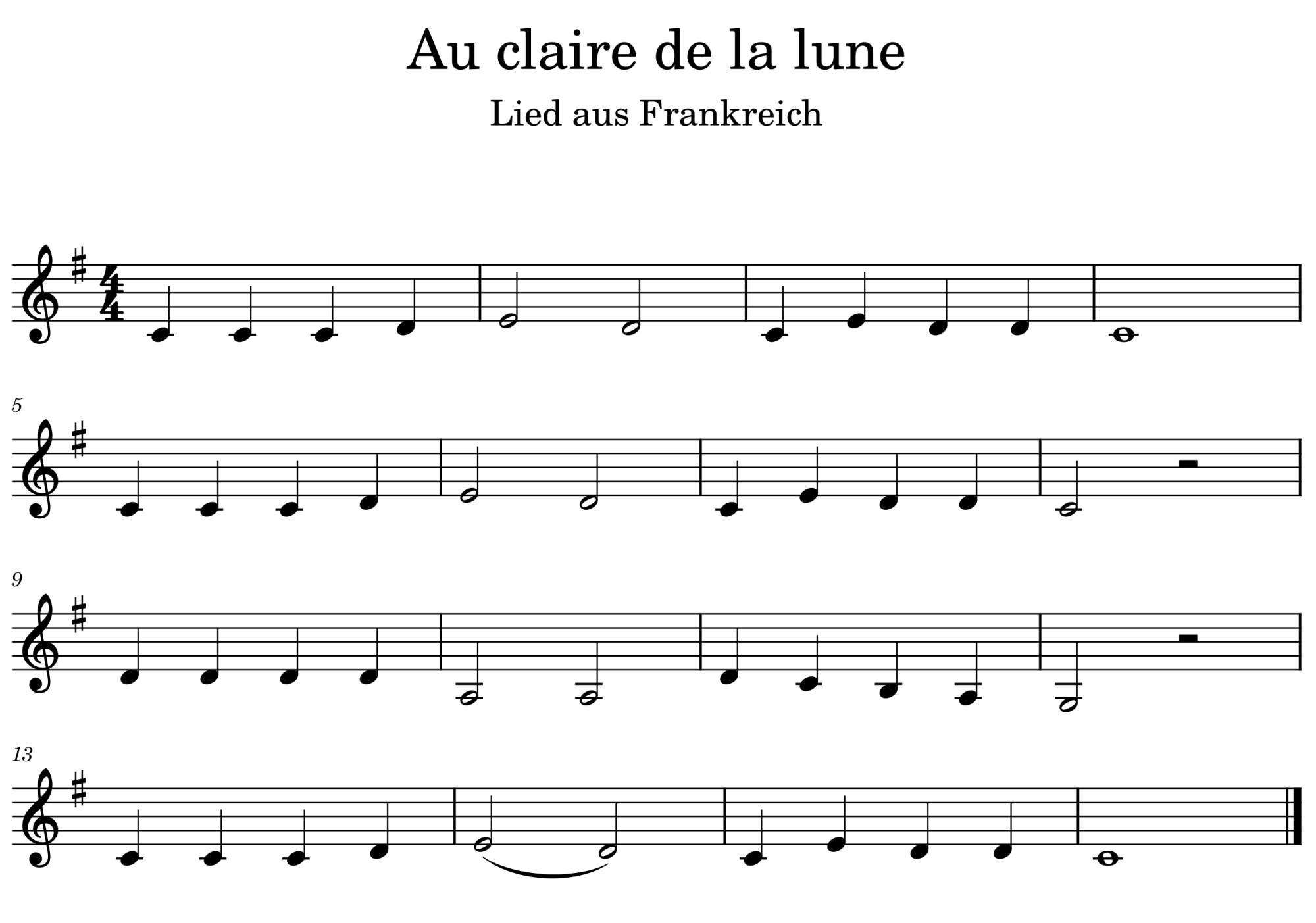 Au Claire de la Lune Mandoline lernen G-Saite