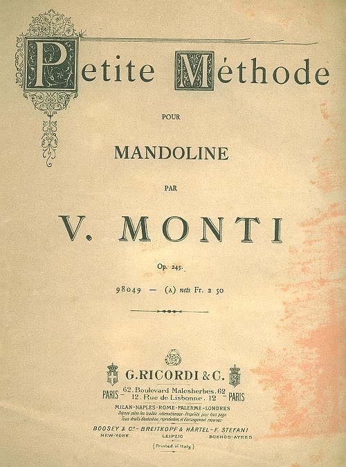Monti - Petite Methode pour Mandoline op. 245 - Cover
